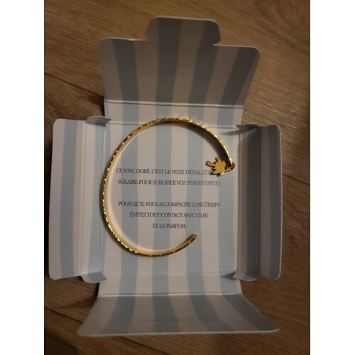 Bracelet Jonc Summer Clio Blue Or Palmier Acier Inoxydable