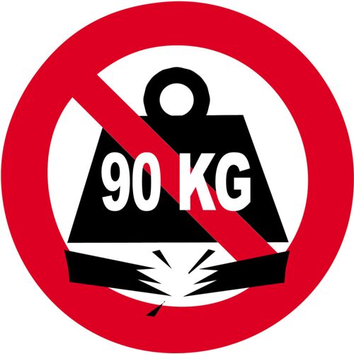 Charge Maximale 90 Kg - 15cm - Sticker/Autocollant