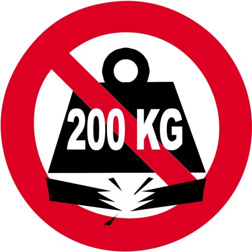 Charge Maximale 200 Kilos - 15cm - Sticker/Autocollant