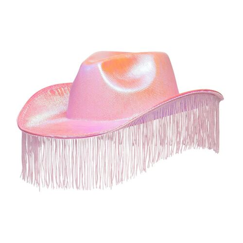 Chapeau Cowgirl Festif Franges Rose Adulte