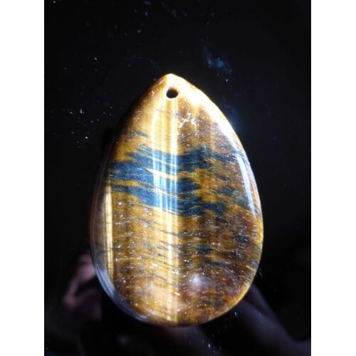 Pendentif Larme En Oeil De Tigre - 4.8 Cm. Couleurs Fantastiques, Marron Et Noir Avec Des Reflets Somptueux. Lot 2315