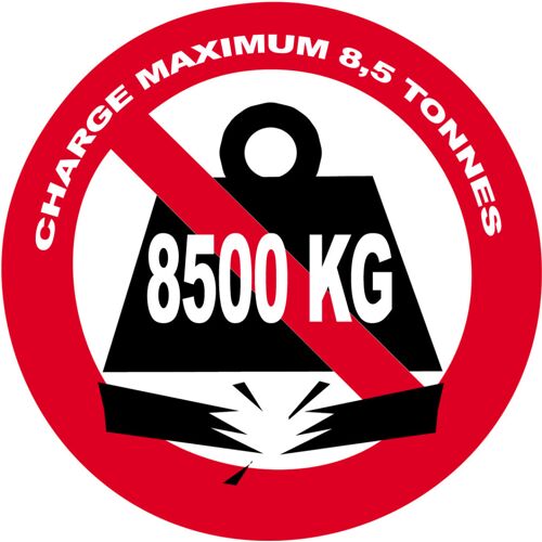 Charge Maximale 8,5 Tonnes - 15cm - Sticker/Autocollant