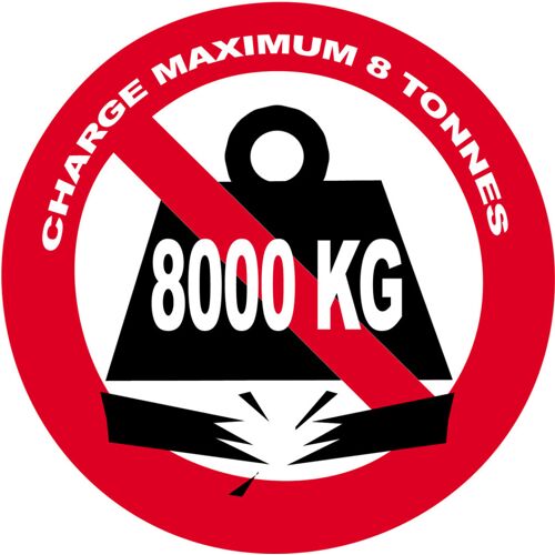 Charge Maximale 8 Tonnes - 15cm - Sticker/Autocollant