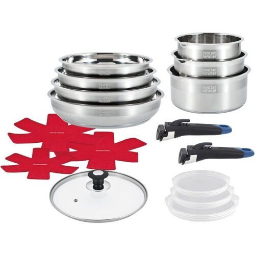 Batterie De Cuisine Arthur Martin Am3237 16 Pièces Acier Inox 18/10 Compatible Induction