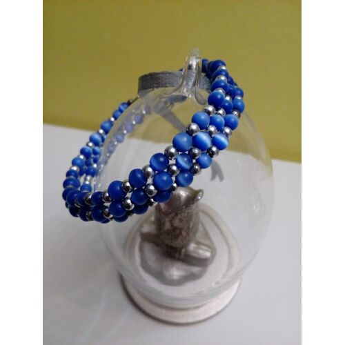 Bracelet Enfant Serpentin - Perles Bleues Oeil De Tigre - 3 Rangs