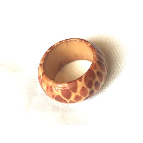 Bague Anneau Large Effet Peau Tâches Girafe Bijou Bois Fantaisie Hommes Femmes