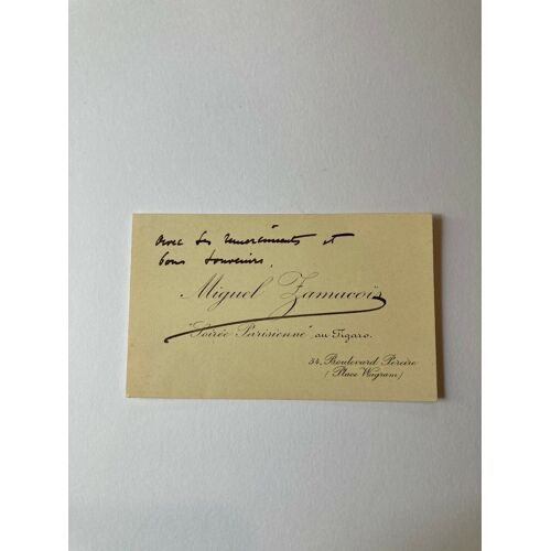 Miguel Zamacois Écrivain Journaliste Carte De Visite Autographe