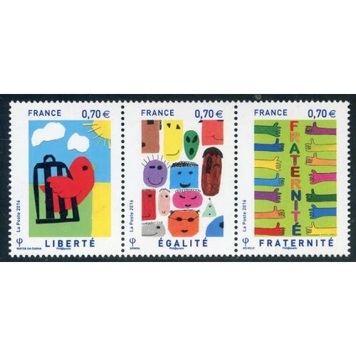 Concours Sur Le Thème "Liberté, Égalité, Fraternité" Dessins D'Enfants Triptyque 5021 Année 2016 N° 5021 5022 5023 Yvert Et Tellier Luxe