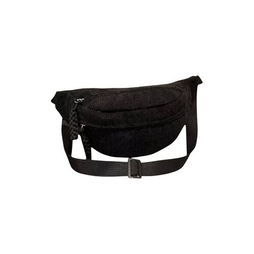 Sac banane mixte noir velours côtelé
