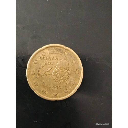 Piece Espagnole Rare , En Bon État, De 20 Cts De 1999, À L'Effigie Du Roi D'Espagne Juan Carlos 1er