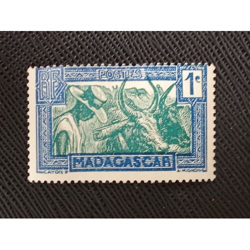 Timbre Madagascar Y T 161 A Zébus (Bos Primigenius Indicus) 1933 (090610 )