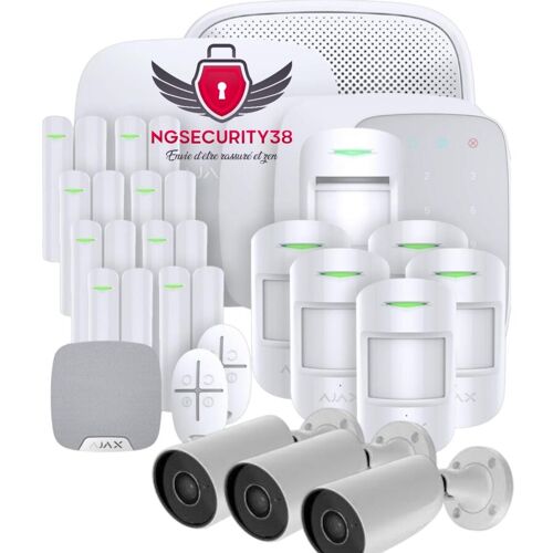 Kit Alarme AJAX Premium + Vidéosurveillance 3 Caméras