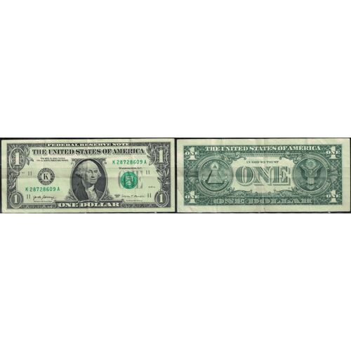 Etats Unis Billet De Banque Nota Banknote Bill 1 One Dollar Washington