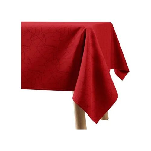 Nappe Rectangulaire - Jacquard Effet Marbre - Imperméable Anti-Taches - 140 X 260 Cm - Rouge