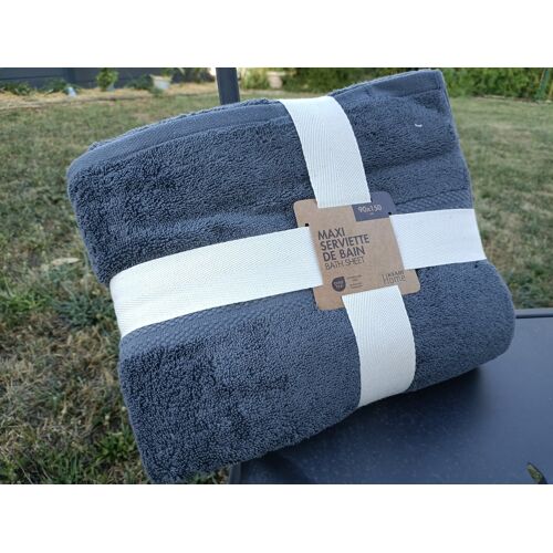 Drap De Bain Gris Anthracite, Neuf, Avec Étiquette, 90 X 150 Cm