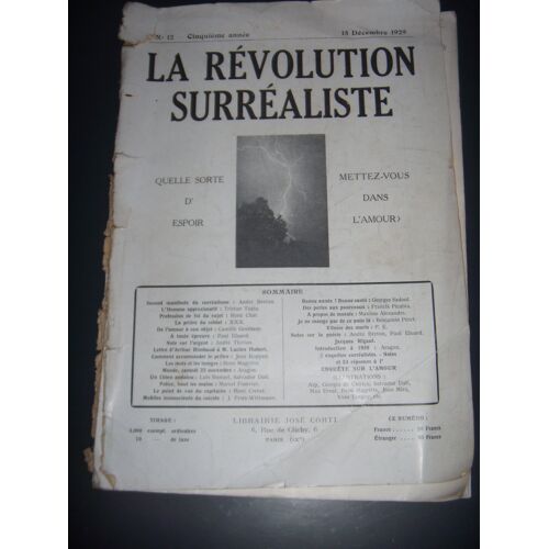 Philosophie Littérature Arts: La Révolution Surréaliste N°12 , 15 Décembre 1929