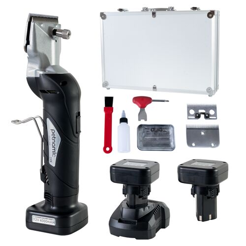 Tondeuse Chevaux Sans Fil Professionnelle Kit Toilettage Robuste 2500 Tr/Min Faible Bruit 2 Batteries Autonomie 4h Lames Acier De Rechange Mallette Et Accessoires