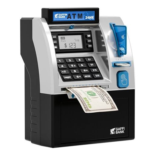 Tirelire Enfant ATM Intelligente Avec Carte Et Code Pour Économies Amusantes Noir YONIS