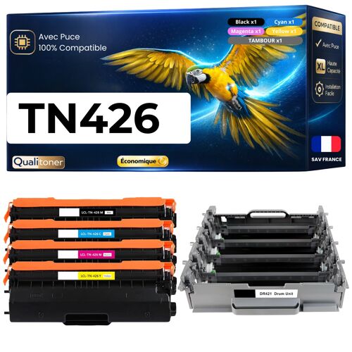 TN426 TN-426 DR421CL DR-421CL compatible Brother pack 4 toners + 1 tambour 4 couleurs avec puce HL-L8360CDW