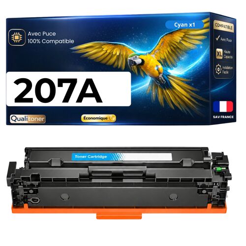 W2211A 207A toner Cyan compatible pour HP M255dw M255nw M282nw M283cdw M283fdw avec puce haute capacité rendement 1250 pages