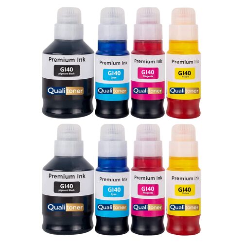 Pack 8 Bouteilles encre GI-40 GI-41 Noir Couleurs compatible pour Canon Haute capacité