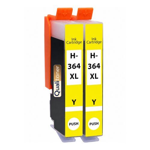 Pack 2 Cartouches encre 364XL 364 XL compatible pour HP Jaune Haute capacité avec puce 1300 pages