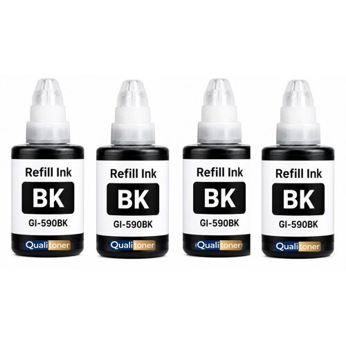 Pack 4 Recharge encre GI-490 GI-590 compatible pour Canon Pixma G1400 G1500 Noir Haute capacité 6000 pages