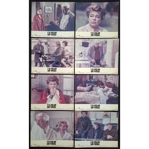Le Chat * Film 1971 Pierre Granier-Deferre - 8 Photos D'Exploitation Originales De Cinéma - Chaque Affiche De 30x24,5 Cm * Jean Gabin ; Simone Signoret ; Annie Cordy * Roman De Georges Simenon