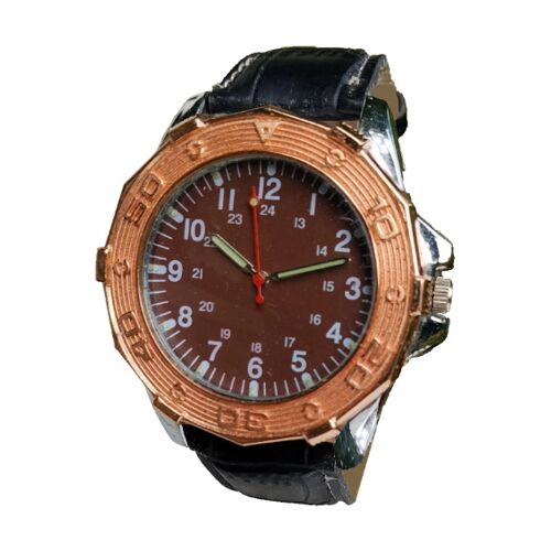 Montre Gemius Armée Militaire Style Tachymètre Sport Bracelet Cuir Noir