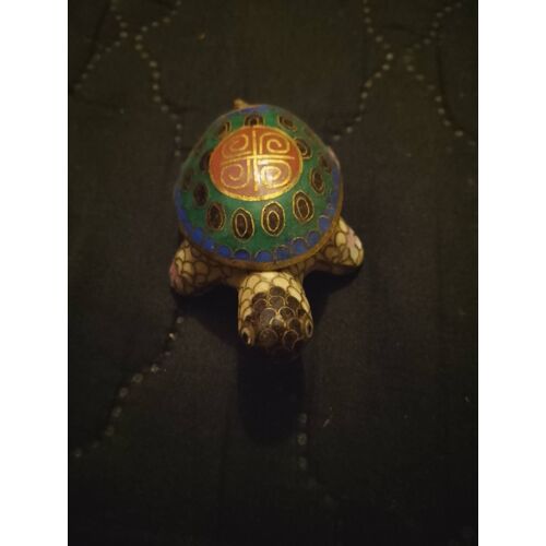 Tortue Colorée En Métal Émaillée Vintage Années 80.
