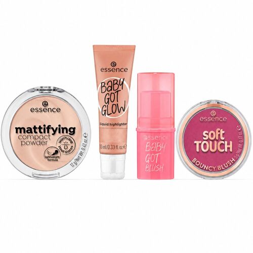 Essence - Trousse Joues & Teint Éclat ¿ Blush + Stick Joues + Highlighter + Poudre - 