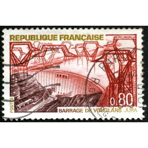 Timbre Oblitéré République Française , Barrage De Vouglans , Jura , Postes 1969 , 0,80