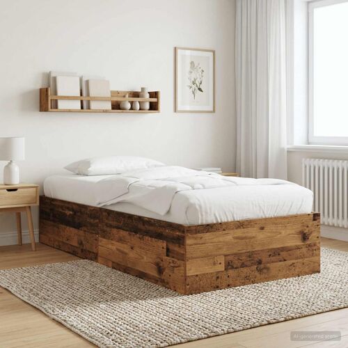 vidaXL Cadre de lit au sol Bois ancien 80 x 200 cm Bois d'ingénierie