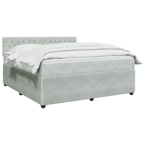 vidaXL Lit boxspring avec matelas Gris clair 140 x 200 cm Velours