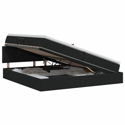 vidaXL Lit avec rangement et matelas Noir 200 x 200 cm