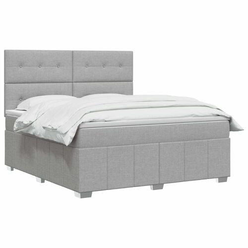 vidaXL Lit boxspring avec matelas Gris clair 180 x 200 cm Tissu