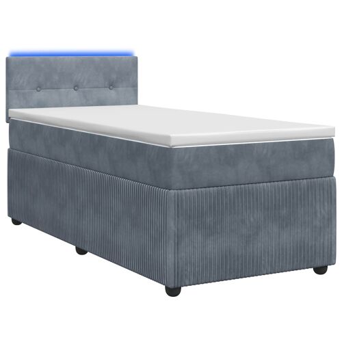 vidaXL Lit boxspring avec matelas Gris foncé 90 x 200 cm Velours