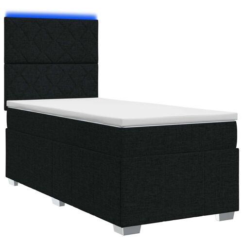 vidaXL Lit boxspring LED avec matelas Noir 100 x 200 cm Tissu