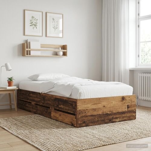 vidaXL Cadre de lit avec rangement avec tiroir Bois ancien 80 x 200 cm