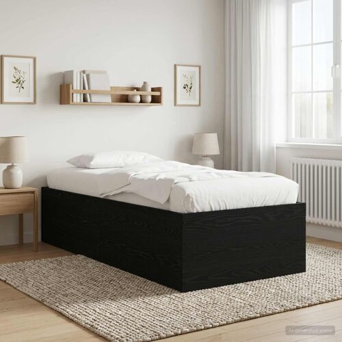 vidaXL Cadre de lit au sol Chêne noir 80 x 200 cm Bois d'ingénierie