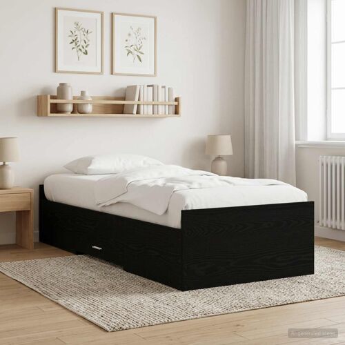 vidaXL Cadre de lit avec rangement avec tiroir Chêne noir 80 x 200 cm