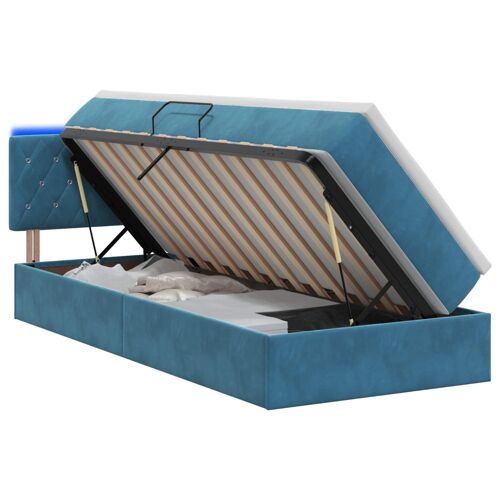 vidaXL Lit de rangement LED avec matelas Bleu foncé 90 x 190 cm