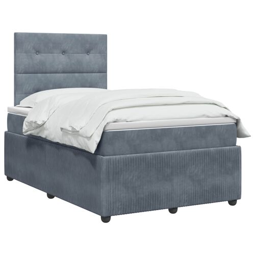 vidaXL Lit boxspring avec matelas Gris foncé 120 x 190 cm Velours
