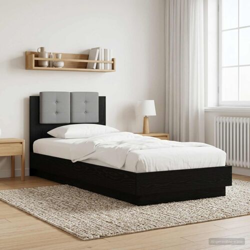 vidaXL Cadre de lit avec tête de lit Chêne noir 80 x 200 cm
