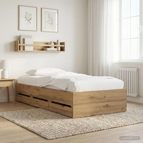 vidaXL Cadre de lit avec rangement Chêne artisanal 80 x 200 cm