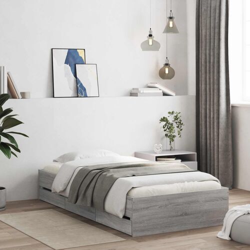 vidaXL Cadre de lit avec rangement avec tiroir Gris béton 80 x 200 cm