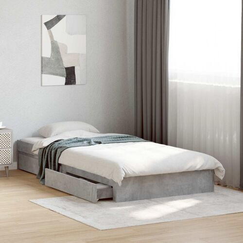 vidaXL Cadre de lit avec rangement avec tiroir Gris béton 80 x 200 cm