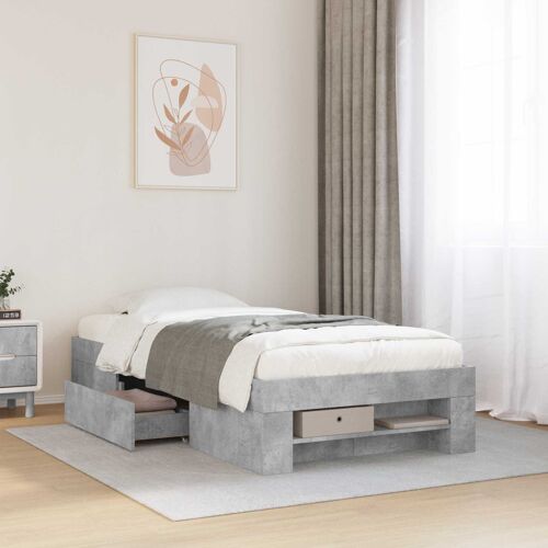 vidaXL Cadre de lit avec rangement avec tiroir Gris béton 80 x 200 cm