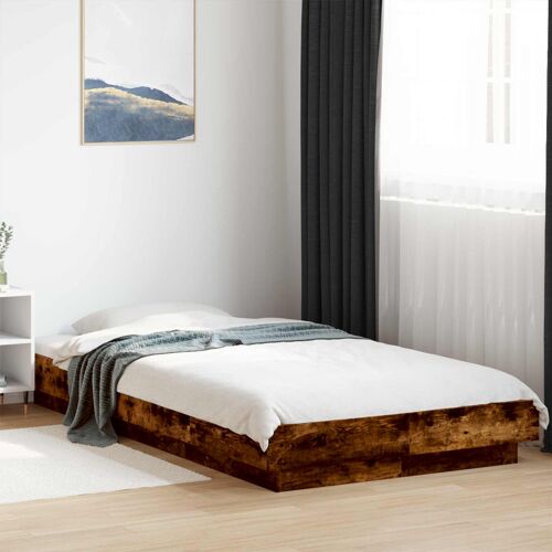 vidaXL Cadre de lit au sol Chêne fumé 80 x 210 cm Bois d'ingénierie