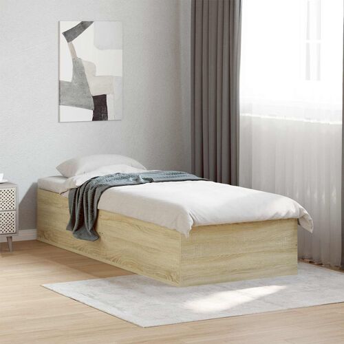 vidaXL Cadre de lit au sol Chêne Sonoma 80 x 200 cm Bois d'ingénierie